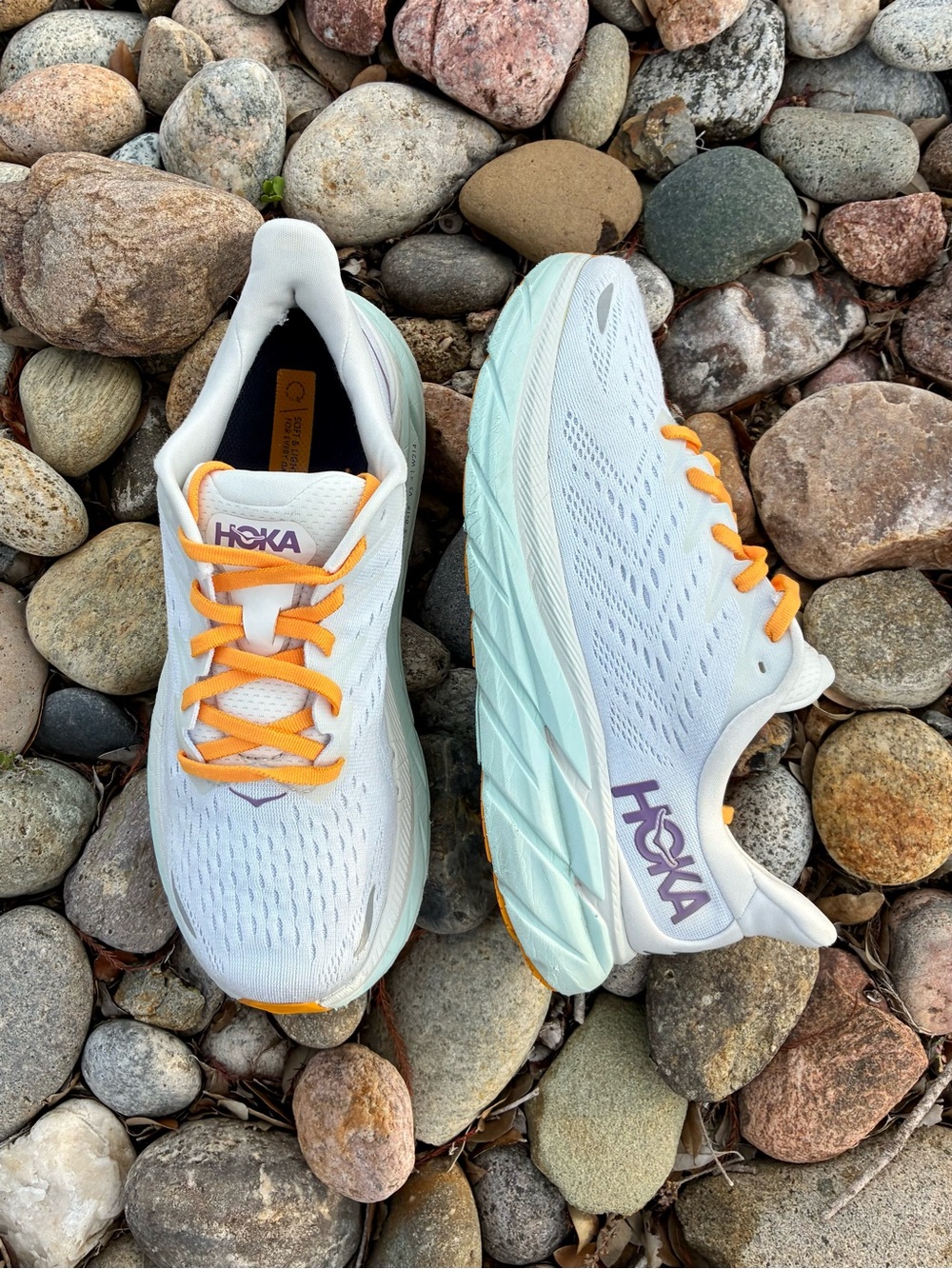 HOKA ONE ONE Clifton 8 'Blanc De Blanc'. Running Sneakers sz 9